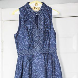 Lilly Pulitzer FRANCI HIGH COLLAR DRESS True Navy Lagoon Jacquard